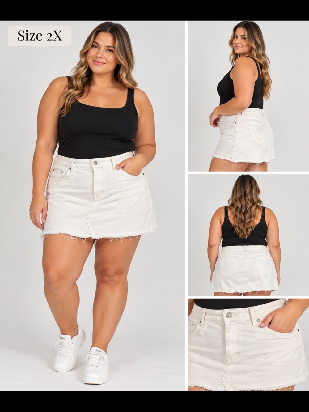 Old Navy White Denim Mini Skort - Frayed Hem